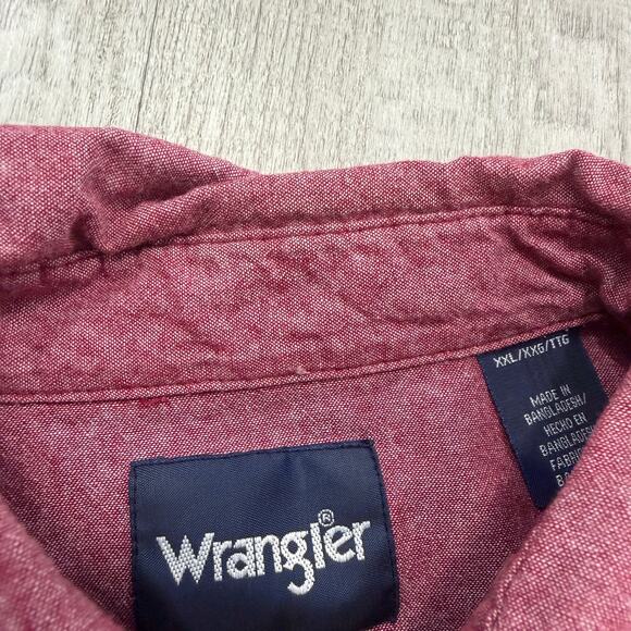 Wrangler Snap Button Shirt Men's 2XL XXL Red Long Sleeve Western Cowboy Rodeo - Picture 4 of 7